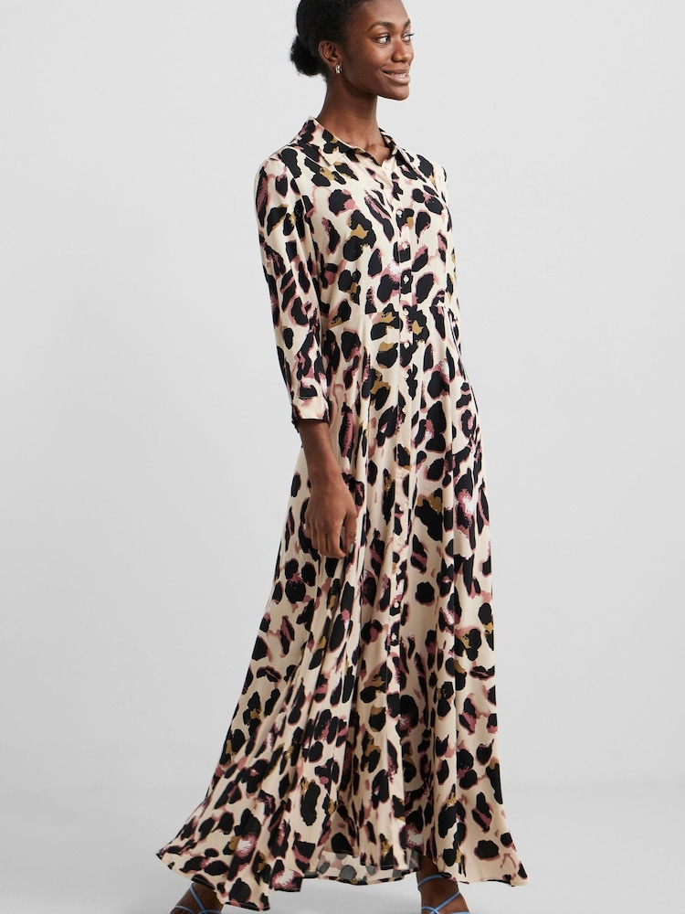 Y.A.S Leopard Print Maxi Length Shirt Dress - Image 2 of 5