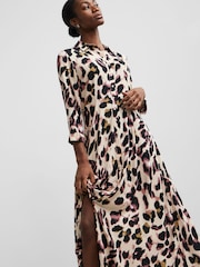 Y.A.S Leopard Print Maxi Length Shirt Dress - Image 4 of 5