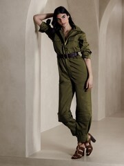 Banana Republic Green Paola Utility Jumpsuit - Image 3 of 5