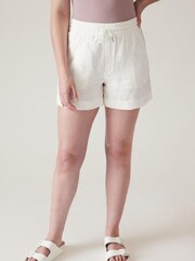 Athleta Blue Mid Rise Linen Shorts - Image 1 of 2