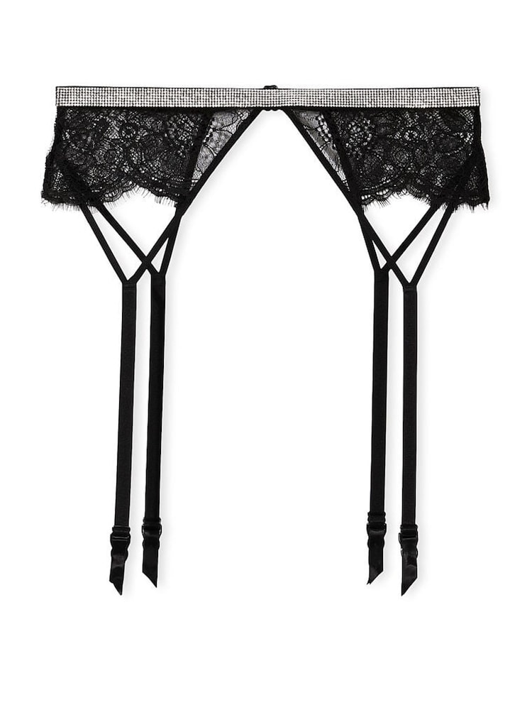 Victoria's Secret Black Shine Strap Lace Suspenders - Image 1 of 2