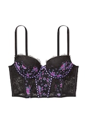 Victoria's Secret Black Floral Ribbon Slot Lace Corset Bra Top - Image 5 of 5