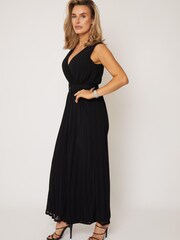 Girl In Mind Black Belted Pleated Sleeveless Jumpsuit - Image 3 of 5