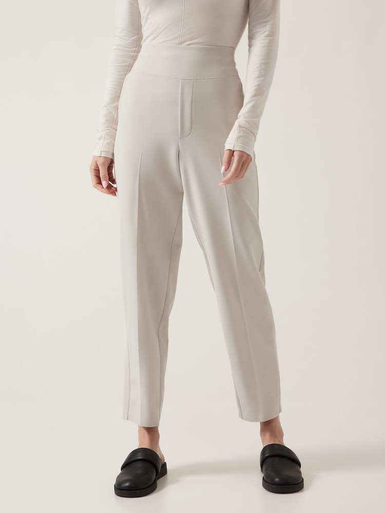 Athleta Cream Endless Mid Rise Taper Trousers - Image 1 of 7