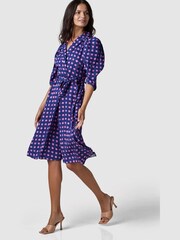 Closet Purple & Pink Polka Dot Collar Revere Dress - Image 4 of 5