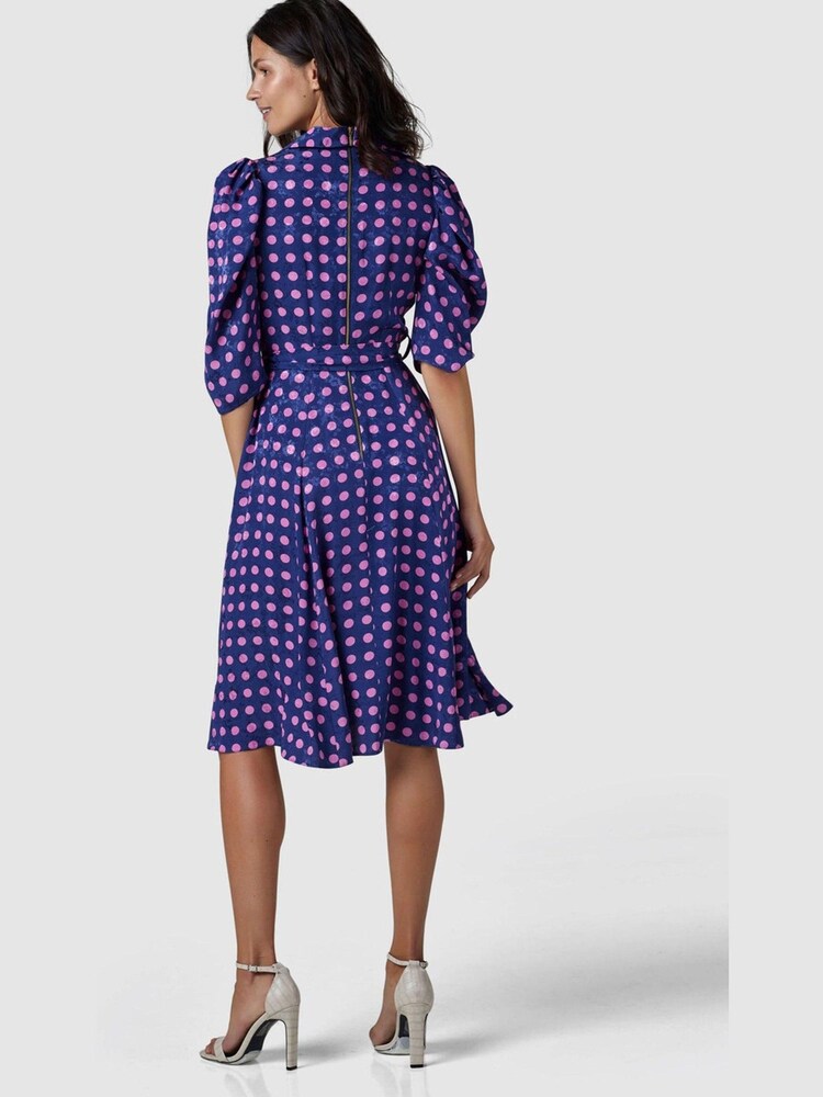 Closet Purple & Pink Polka Dot Collar Revere Dress - Image 5 of 5
