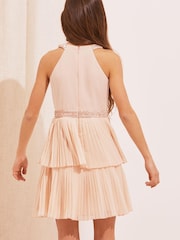 Lipsy Pink Pleated Tiered Occasion Dress - Image 4 of 4