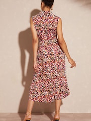 Love & Roses Orange Jersey Sleeveless Belted Midi Shirt Dress - Image 3 of 4