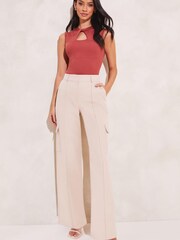 Lipsy Coral Pink Twist Front Knitted Sleeveless Vest Top - Image 3 of 4