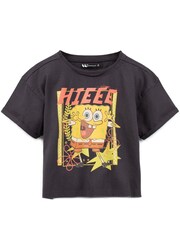 Vanilla Underground Grey SpongeBob SquarePants Cropped T-Shirt - Image 1 of 5