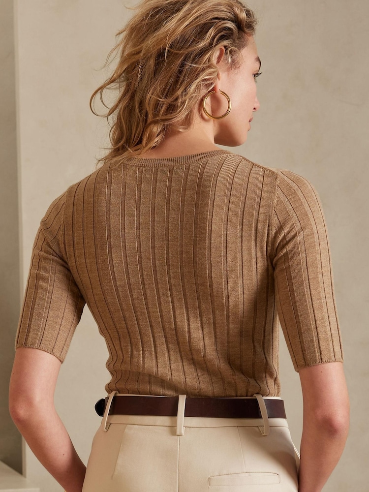 Banana Republic Khaki Green Carino Merino Jumper - Image 2 of 4