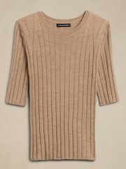 Banana Republic Khaki Green Carino Merino Jumper - Image 4 of 4