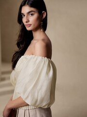 Banana Republic White Kali Pleated Top - Image 2 of 4