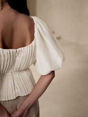 Banana Republic White Kali Pleated Top - Image 3 of 4