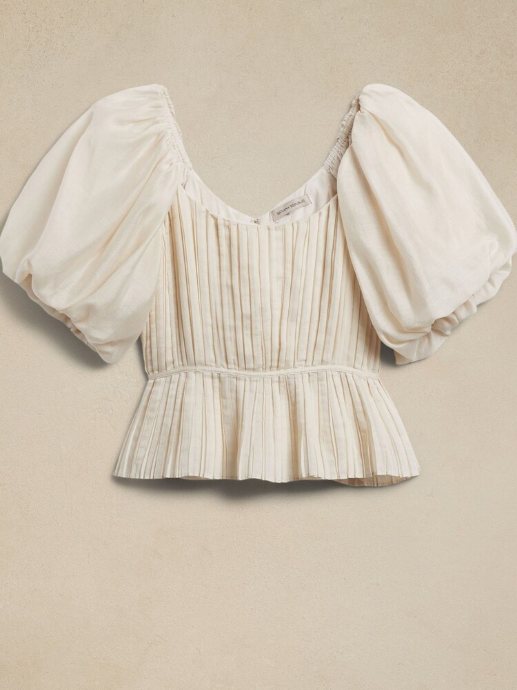 Banana Republic White Kali Pleated Top - Image 4 of 4