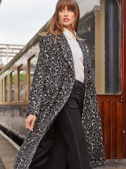 Love & Roses Grey Animal Double Breasted Smart Trench Coat - Image 1 of 4