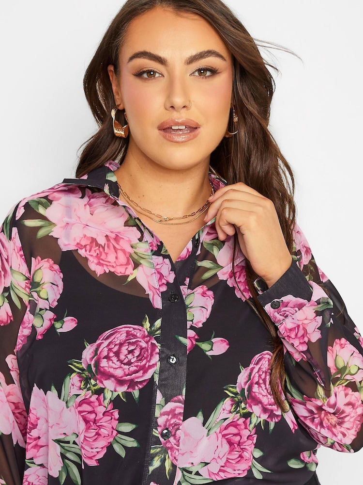 Yours Curve Black London Boyfriend Shirt - Image 4 of 4