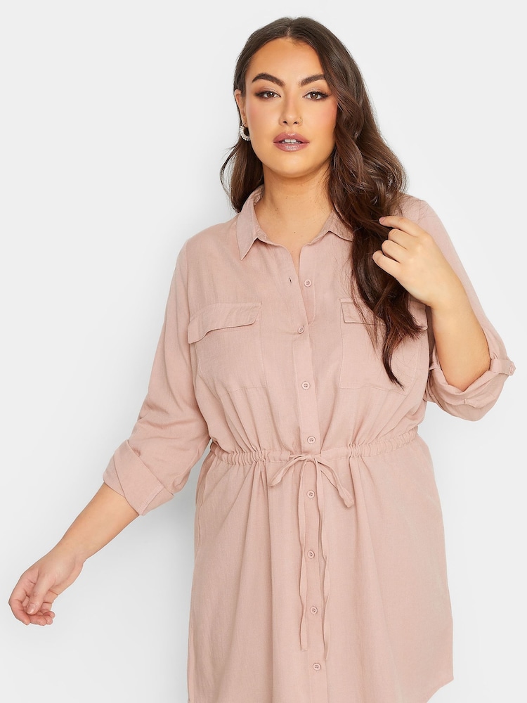 Pink - Yours Curve Utility-Tunika mit Leinenanteil - Bild 1 von 4