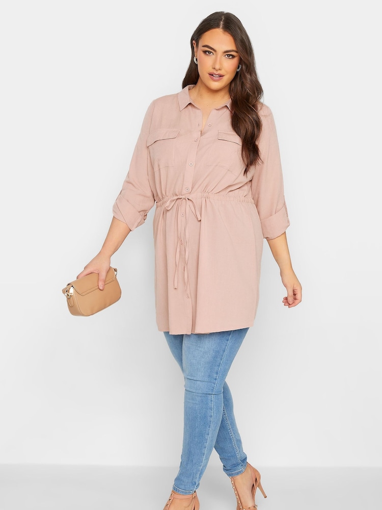 Pink - Yours Curve Utility-Tunika mit Leinenanteil - Bild 2 von 4
