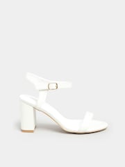 Yours Curve White Extra Wide Fit Wide Fit Block Heel Sandal - Image 1 of 5