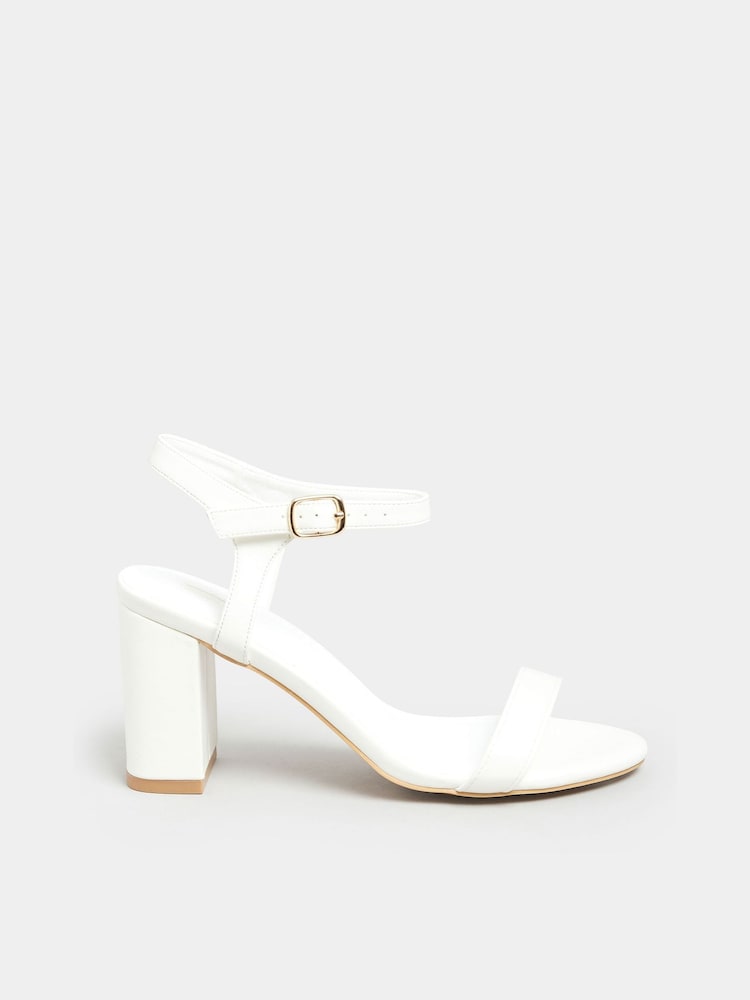 Yours Curve White Extra Wide Fit Wide Fit Block Heel Sandal - Image 1 of 5