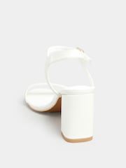 Yours Curve White Extra Wide Fit Wide Fit Block Heel Sandal - Image 4 of 5