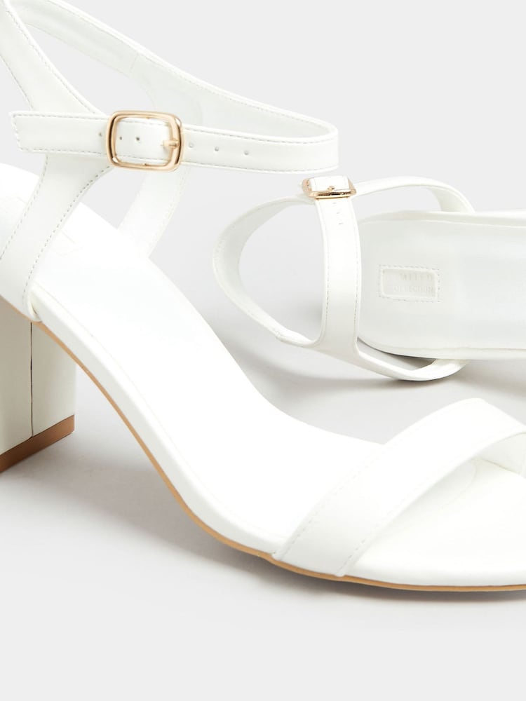 Yours Curve White Extra Wide Fit Wide Fit Block Heel Sandal - Image 5 of 5