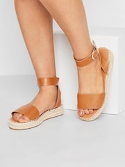 Braun - Yours Curve Espadrilles mit dicker Sochle in extraweiter Passform - Bild 1 von 1