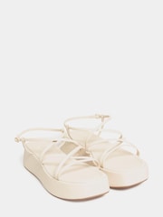Yours Curve White Extra-Wide Fit Strappy Flatform - Image 2 of 5