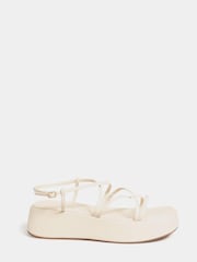 Yours Curve White Extra-Wide Fit Strappy Flatform - Image 3 of 5