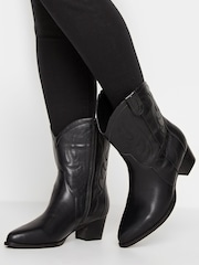 Yours Curve Black Extra-Wide Fit Cowboy Ankle Boot - Image 1 of 5