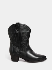 Yours Curve Black Extra-Wide Fit Cowboy Ankle Boot - Image 3 of 5