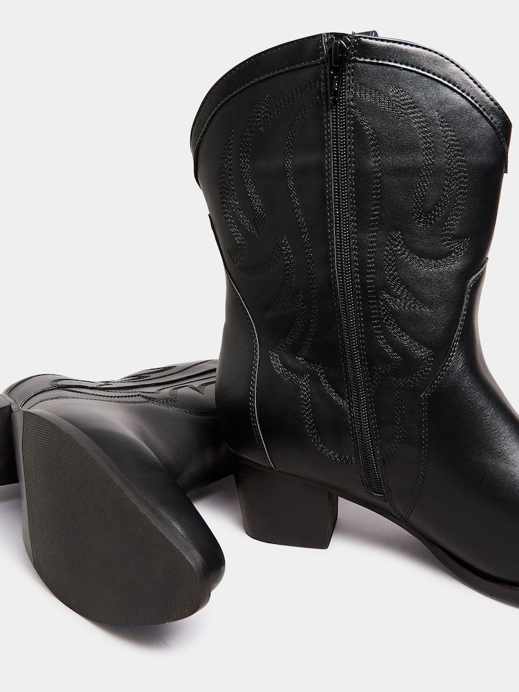 Yours Curve Black Extra-Wide Fit Cowboy Ankle Boot - Image 5 of 5