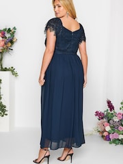 Yours Curve Blue London Occasion Lace Wrap Maxi Dress - Image 2 of 4