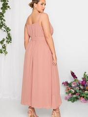 Yours Curve Pink London Occasion Ruffle Wrap Maxi Dress - Image 3 of 4