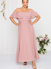 Розовый - Платье макси для особых случаев с оборками Yours Curve London - Image 2 of 5