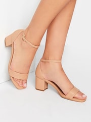 Long Tall Sally Nude PU Block Heel Sandal - Image 1 of 5