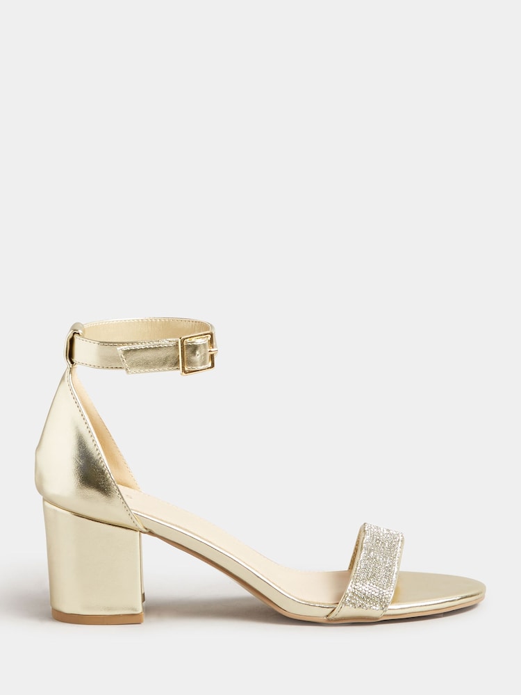 Gold - Long Tall Sally Kristallbesetzte Sandalen mit Blockabsatz - Bild 1 von 4 Gold - Long Tall Sally Kristallbesetzte Sandalen mit Blockabsatz - Bild 1 von 4