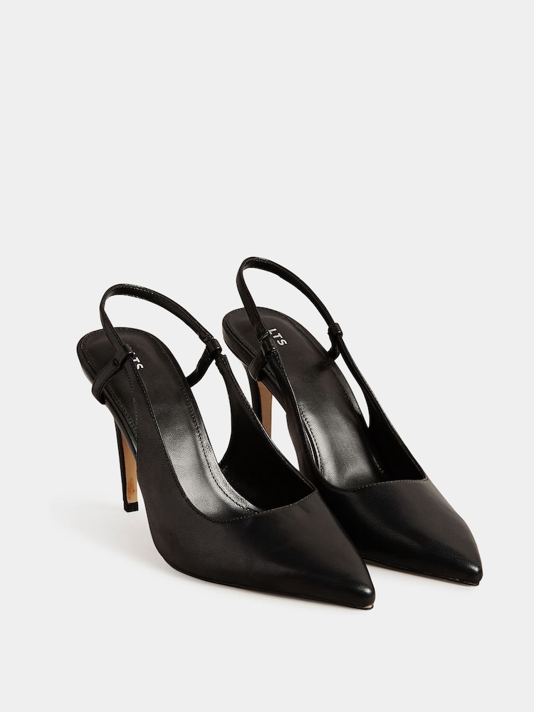 Long Tall Sally Black Sling Back Court Shoe - Image 2 of 5