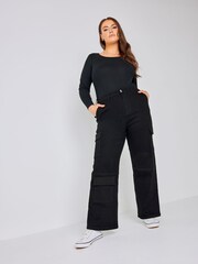 Yours Curve Black Cargo Jean - Image 1 of 6