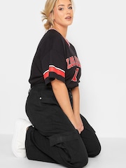 Yours Curve Black Cargo Jean - Image 5 of 6