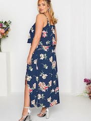Yours Curve Blue Floral Overlay Maxi Dress - Image 4 of 5