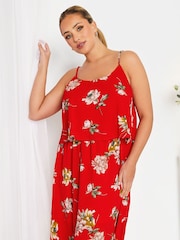 Yours Curve Red Floral Overlay Maxi Dress - Image 4 of 4
