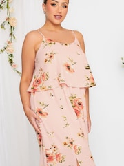 Yours Curve Pink Floral Overlay Maxi Dress - Image 4 of 4