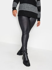 Yours Curve Black Wet Look Legging - Image 2 of 4