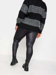 Yours Curve Black Wet Look Legging - Image 3 of 4