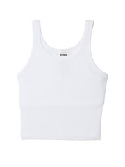 Victoria's Secret PINK White Crop Ribbed Tank Top - Image 3 of 3