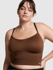 Victoria's Secret PINK Chocolate Kiss Brown Seamless Air Sports Bra - Image 1 of 1