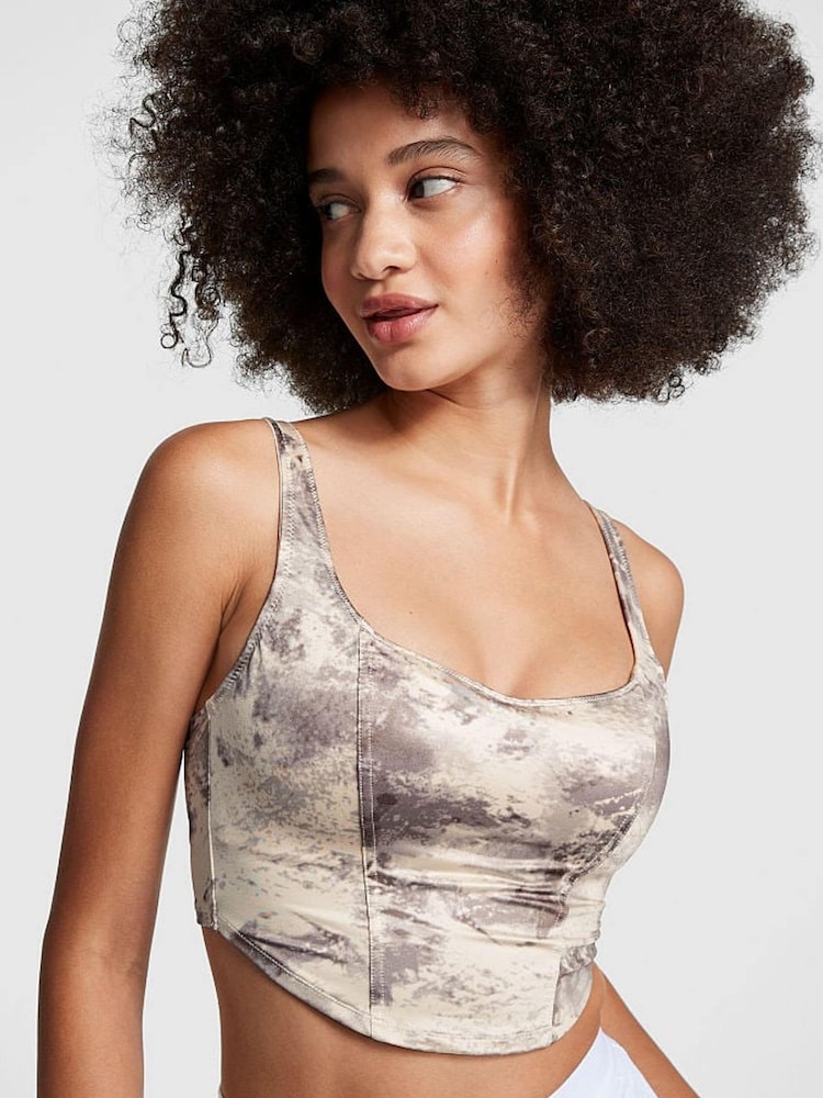 Victoria's Secret PINK Cream Camo Satin Corset - Image 1 of 1