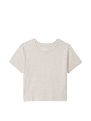 Victoria's Secret PINK Heather Oatmeal Beige Short Sleeve Shrunken T-Shirt - Image 3 of 3